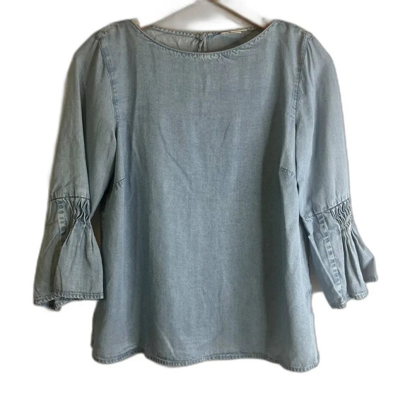 J Jill Denim Tencel‎ Blouse Flare 3/4 Bell Sleeve Size XSP - Picture 1 of 9